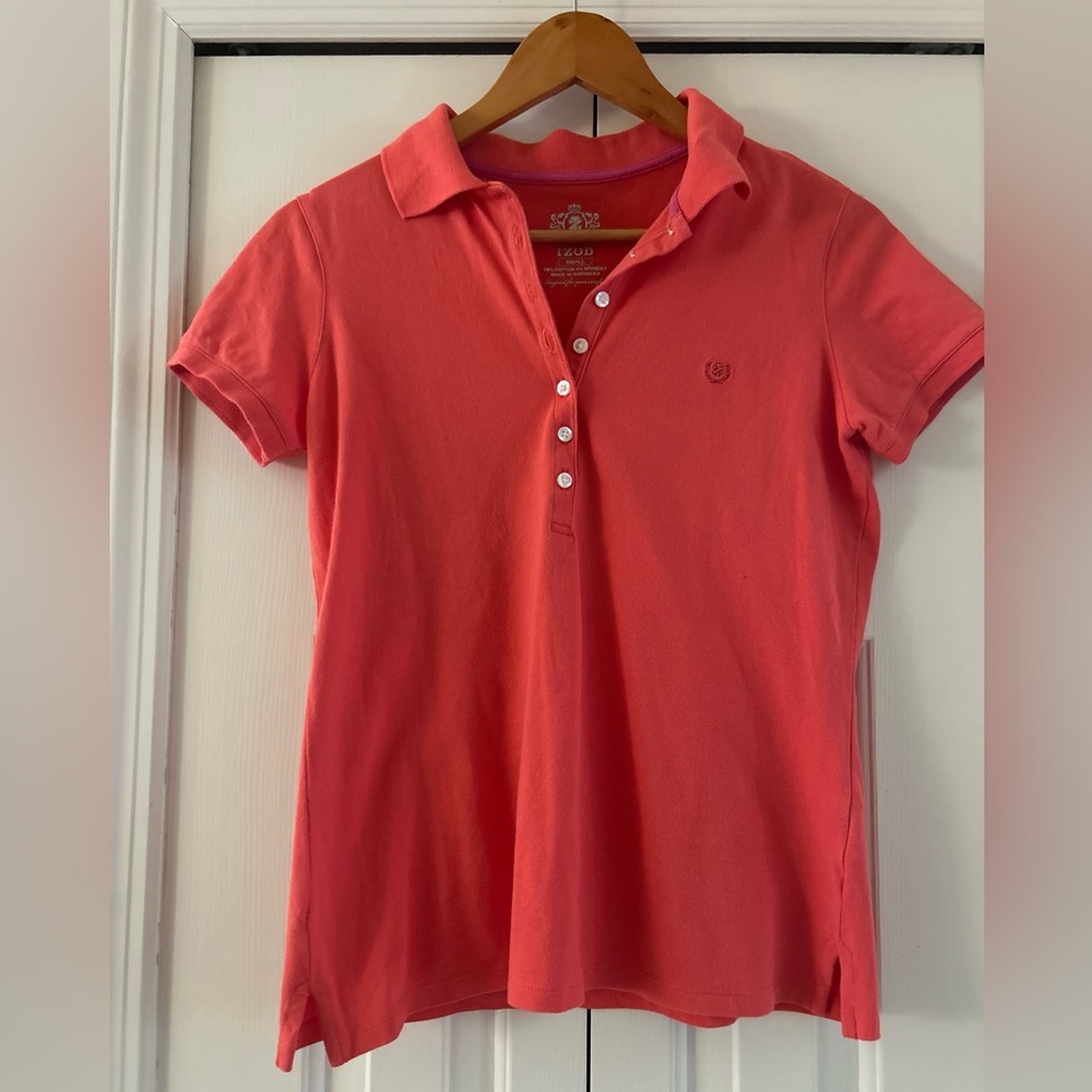 Izod Women's Coral Button Down Polo Shirt